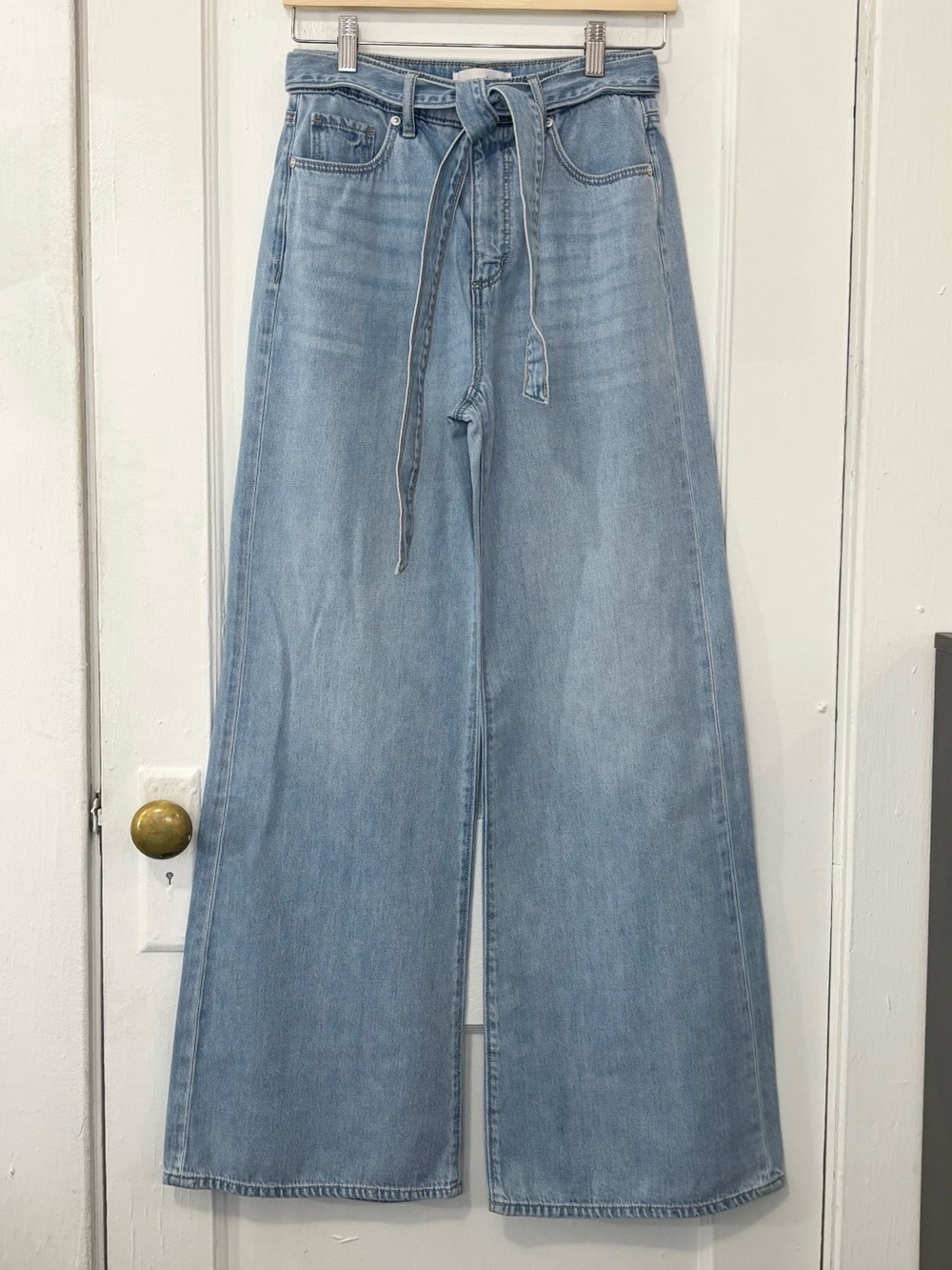 LOFT Women's The Palazzo High Rise Wide Leg Light Wash Denim Jeans, Size 24/00